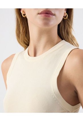 Camiseta Básica Cuello Redondo   Para Mujer Beige Patprimo