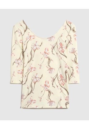 Camiseta  Para Mujer Manga 3/4 Cuello Redondo Color Crema Marca Patprimo #30093854