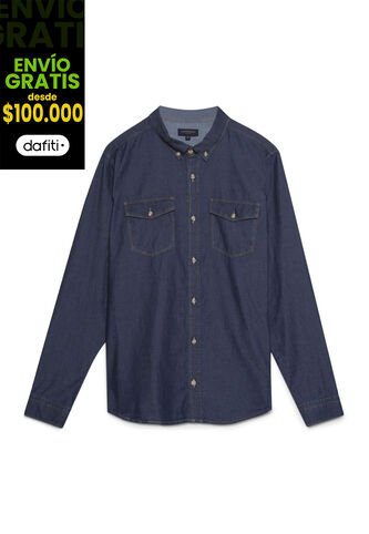 Camisa Para Hombre Manga Larga Con Bolsillo Color Azul  Marca Patprimo #44012762 Patprimo