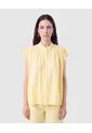Blusa Cuello Alto Con Vuelos   Para Mujer Amarillo Patprimo de Patprimo