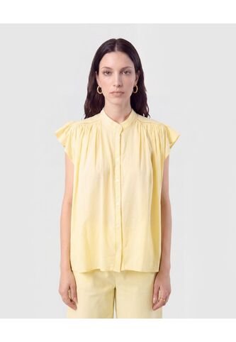 Blusa Cuello Alto Con Vuelos   Para Mujer Amarillo Patprimo Patprimo