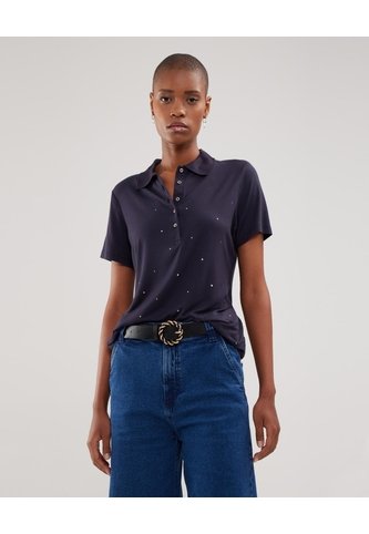 Polo Cuello Tejido Unicolor Con Screen En Frente  Para Mujer Negro Patprimo Patprimo