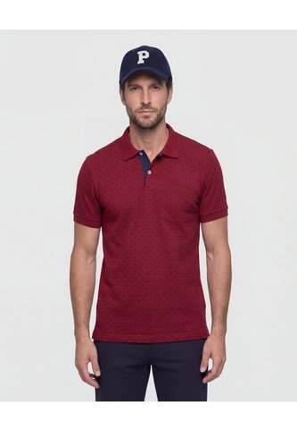 Polo Cuello Tejido Estampada  Para Hombre Cereza Patprimo Patprimo