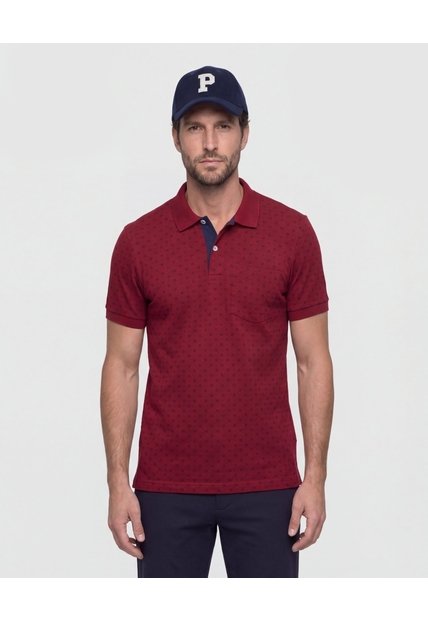 Polo Cuello Tejido Estampada  Para Hombre Cereza Patprimo