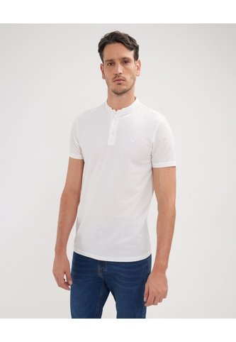 Polo Mao Unicolor Con Pestaña Unicolor  Sin Bolsillo Silueta Slim Fit  Para Hombre Blanco Patprimo Patprimo