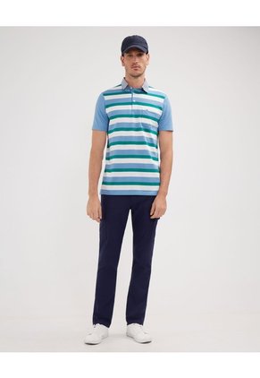 Polo Preteñida, Cuello Maquina Con Bolsillo  Para Hombre Azul Patprimo