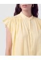 Blusa Cuello Alto Con Vuelos   Para Mujer Amarillo Patprimo de Patprimo