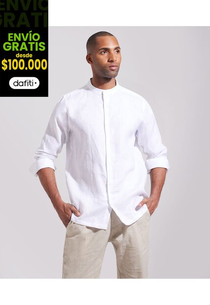 Camisa Guayabera Para Hombre Manga Larga Sin Bolsillo Color Blanco Marca Patprimo #44030359