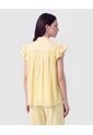 Blusa Cuello Alto Con Vuelos   Para Mujer Amarillo Patprimo de Patprimo