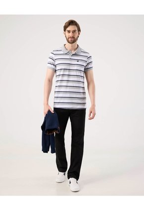 Polo Cuello Tejido Con Bolsillo Preteñida  Para Hombre Gris Patprimo