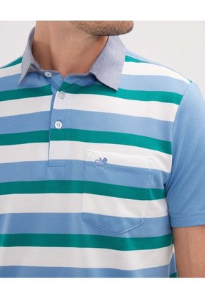 Polo Preteñida, Cuello Maquina Con Bolsillo  Para Hombre Azul Patprimo