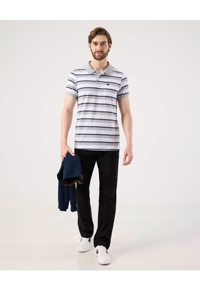 Polo Cuello Tejido Con Bolsillo Preteñida  Para Hombre Gris Patprimo