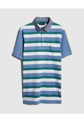 Polo Preteñida, Cuello Maquina Con Bolsillo  Para Hombre Azul Patprimo