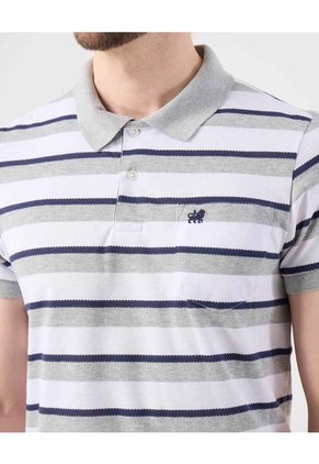 Polo Cuello Tejido Con Bolsillo Preteñida  Para Hombre Gris Patprimo