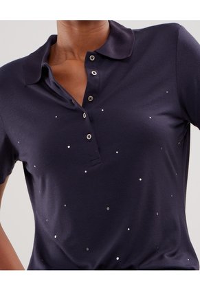 Polo Cuello Tejido Unicolor Con Screen En Frente  Para Mujer Negro Patprimo