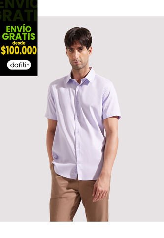 Camisa Para Hombre Manga Corta Sin Bolsillo Color Morado Marca Patprimo #44012903 Patprimo