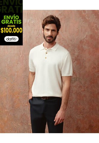 Polo  Para Hombre Cuello Tejido Sin Bolsillo Color Crema Marca Patprimo #44112790 Patprimo
