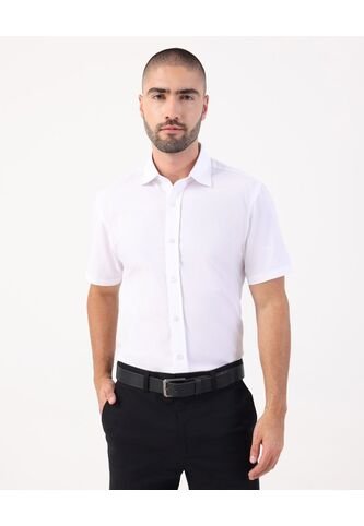 Camisa  Para Hombre Manga Corta Sin Bolsillo Cuello F Color Blanco Marca Patprimo #44017346 Patprimo