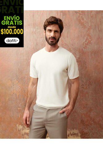 Camiseta  Para Hombre Manga Corta Cuello Redondo Color Beige Marca Patprimo #44090965 Patprimo