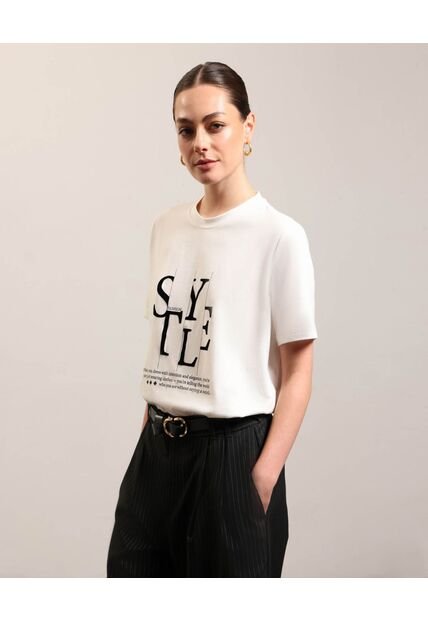 Camiseta  Para Mujer Manga Corta Moda Color Crudo Marca Patprimo #30097861