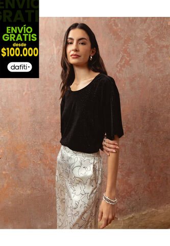 Camiseta  Para Mujer Manga Corta Cuello Redondo Color Negro Marca Patprimo #30093878 Patprimo