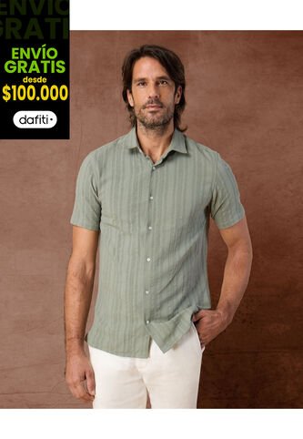 Camisa  Para Hombre Manga Corta Sin Bolsillo Cuello Casual M Color Verde Marca Patprimo #44013177 Patprimo