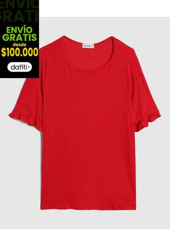 Camiseta  Para Mujer Manga Corta Cuello Redondo Color Rojo Marca Patprimo #14091457 Patprimo