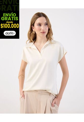 Blusa  Para Mujer Manga Corta Color Crema Marca Patprimo #30123626 Patprimo
