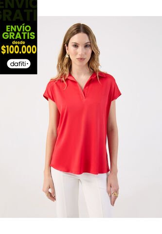 Blusa  Para Mujer Manga Corta Color Rojo Marca Patprimo #30123626 Patprimo