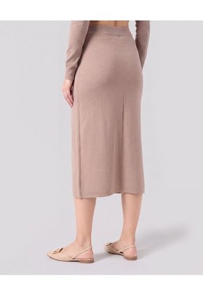 Falda Midi De Punto Con Pretina Elástica Mujer Para Mujer Café Patprimo