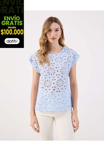 Blusa  Para Mujer Manga Corta Color Azul Marca Patprimo #30123622 Patprimo