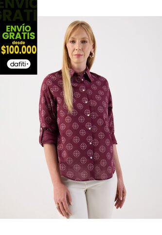 Camisa  Para Mujer Manga Larga Color Vino Marca Patprimo #30010762 Patprimo
