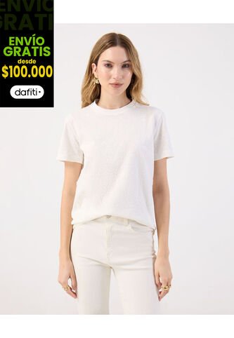 Camiseta  Para Mujer Manga Corta Cuello Redondo Color Blanco Marca Patprimo #30093885 Patprimo