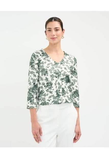 Camiseta Para Mujer Manga 3/4 Cuello V Color Verde Marca Patprimo #30093627