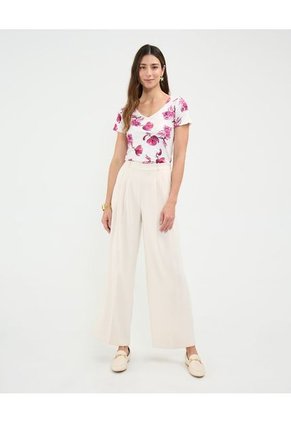 Camiseta Para Mujer Manga Corta Cuello V Color Blanco Marca Patprimo #30093663