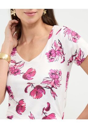 Camiseta Para Mujer Manga Corta Cuello V Color Blanco Marca Patprimo #30093663