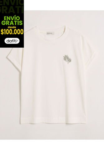 Camiseta  Para Mujer Manga Corta Cuello Redondo Color Crema Marca Patprimo #30093798 Patprimo