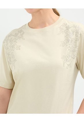 Camiseta Para Mujer Manga Corta Cuello Redondo Color Beige Marca Patprimo #30093720