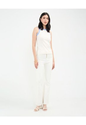 Camiseta Para Mujer Manga Sisa Cuello Redondo Color Blanco Marca Patprimo #30093600