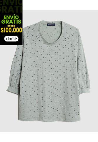 Camiseta  Para Mujer Manga 3/4 Cuello Redondo Color Verde Marca Patprimo #30093801 Patprimo