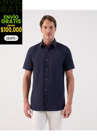 Camisa  Para Hombre Manga Corta Sin Bolsillo Cuello Casual M Color Azul Marca Patprimo #44013177 Patprimo