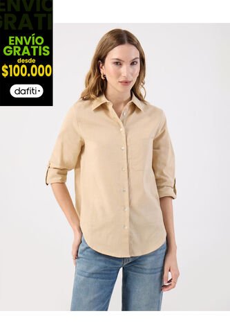 Camisa  Para Mujer Manga Larga Color Beige Marca Patprimo #30010761 Patprimo