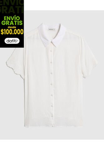 Camisa  Para Mujer Manga Corta Color Blanco Marca Patprimo #14010202 Patprimo