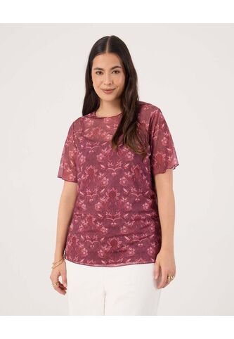 Camiseta Para Mujer Manga Corta Cuello Redondo Color Vino Marca Patprimo #14091433 Patprimo
