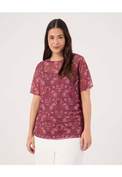 Camiseta Para Mujer Manga Corta Cuello Redondo Color Vino Marca Patprimo #14091433