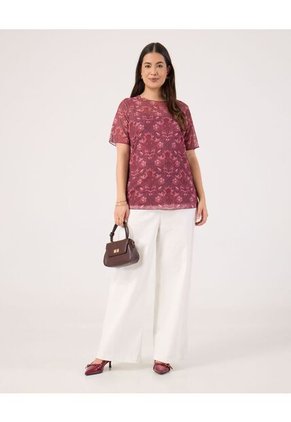 Camiseta Para Mujer Manga Corta Cuello Redondo Color Vino Marca Patprimo #14091433