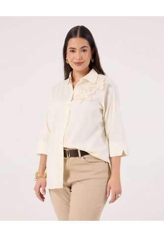 Camisa Para Mujer Manga 3/4 Color Crema Marca Patprimo #14010198 Patprimo