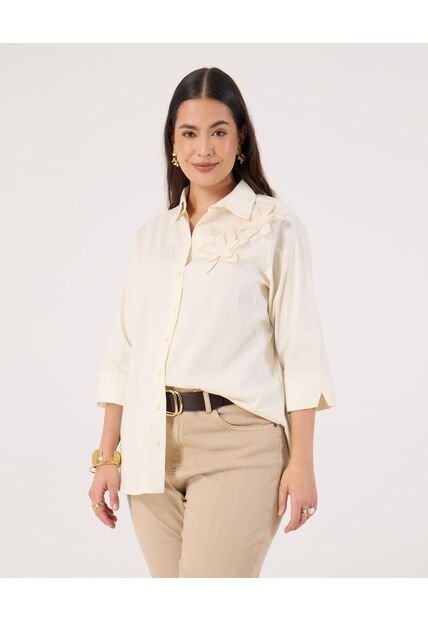 Camisa Para Mujer Manga 3/4 Color Crema Marca Patprimo #14010198
