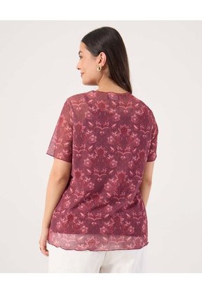 Camiseta Para Mujer Manga Corta Cuello Redondo Color Vino Marca Patprimo #14091433