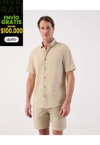 Camisa  Para Hombre Manga Corta Sin Bolsillo Cuello Casual C Color Beige Marca Patprimo #44013170 Patprimo